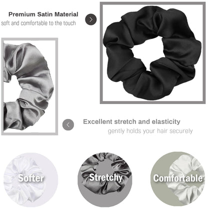IVARYSS Satin Scrunchies for Women, Soft Than Silk for Hair, Fashion Ties and Bands for Thin | Thick Hair Styling, 16 Pack (Neutral Color)