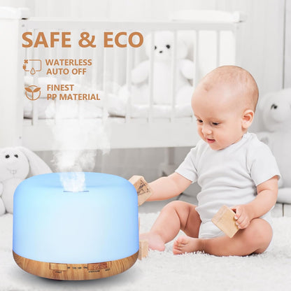 SACATR 550ml Oil Diffuser with 30x5 mL Essential Oils, Ultrasonic Technology, Remote Control for Home Office