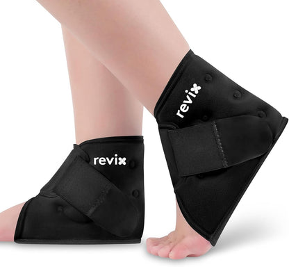 REVIX Ankle Ice Pack Wrap for Plantar Fasciitis & Foot Pain Relief, Reusable Gel Cold Compress Wrap for Feet Swelling, Achilles Tendonitis, and Sprained Ankles Recovery