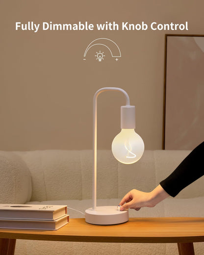 ONEWISH Industrial Table Lamp for Bedroom, Fully Dimmable Modern Bedside Lamps with 2700K Warm Light Bulb for Kids Reading, Minimalist Nightstand Lamps for Living Room, Office (Bulb Included)