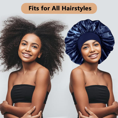 3PCS Extra Large Satin Bonnets for Sleeping, Hair Bonnets for Black Women Braids Curly Hair, C