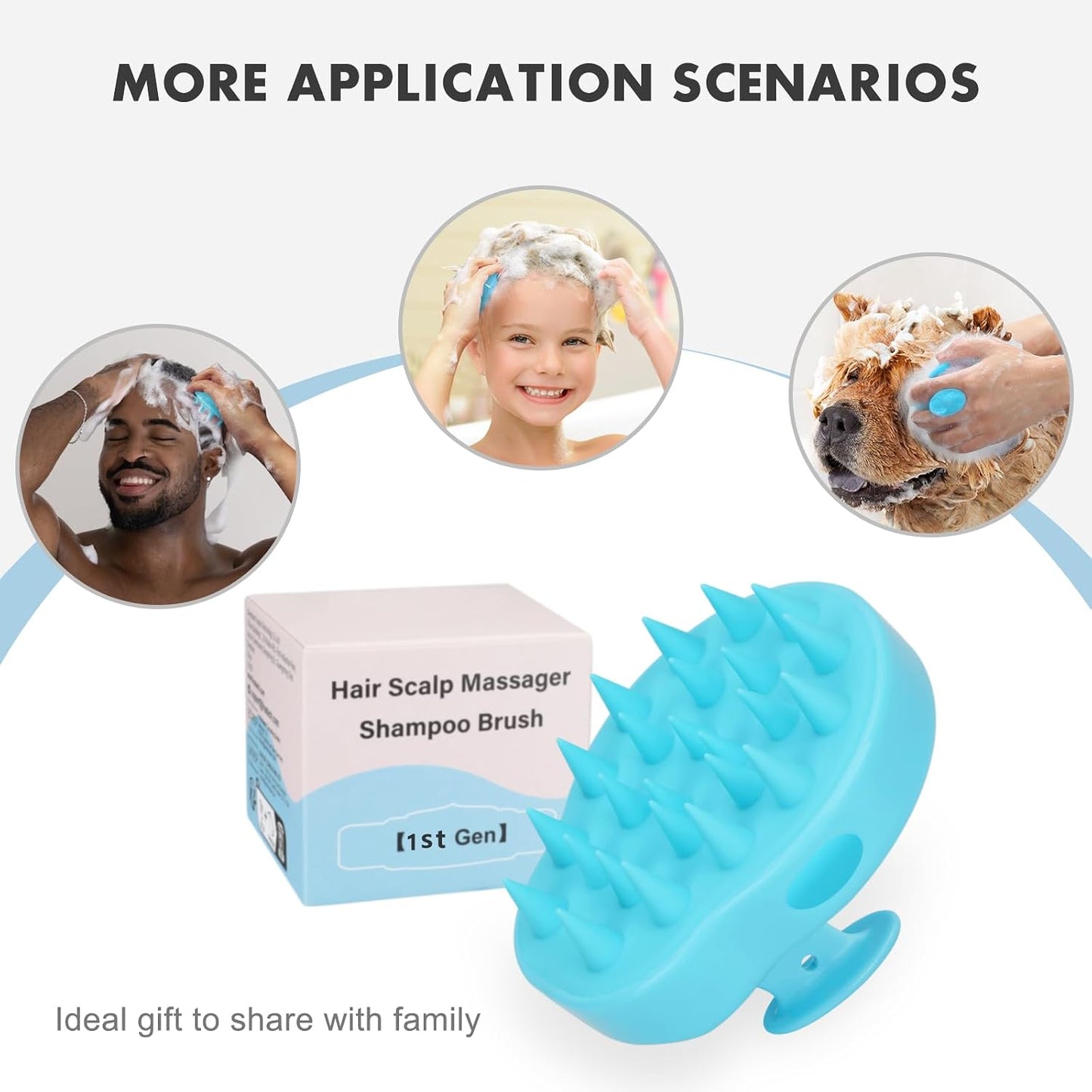FREATECH Scalp Scrubber Scalp Massager Hair Growth, Shower Shampoo Brush with Silicone Bristles for Dandruff Removal and Hair Care, Wet & Dry Hair Massager Scalp Exfoliator for Men Women Kids，Black