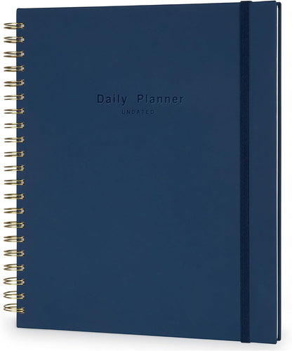 AuroPlanner Undated Daily Planner To Do List Hourly Schedule 2028 2027 2026 Calendar & Holiday Habit Tracker 180 Pages Letter Size 8.5" x 11" Sheets Hardcover Spiral Bound Notebook (Red)