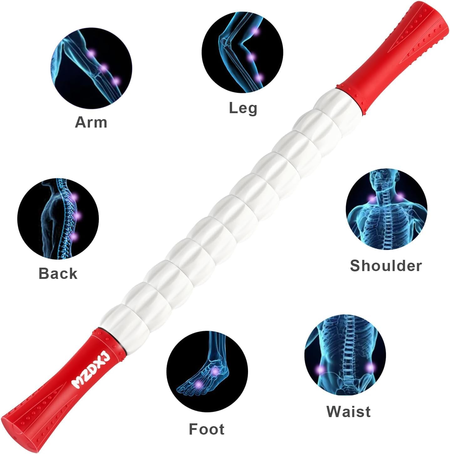 Muscle Roller Massage Roller Stick- Deep Tissue Fascia Blaster for Myofascial Pain Relief, Lymphatic Drainage & Body Sculpting, Handheld Physical Therapy & Recovery Tool (Pink black-18 inch)
