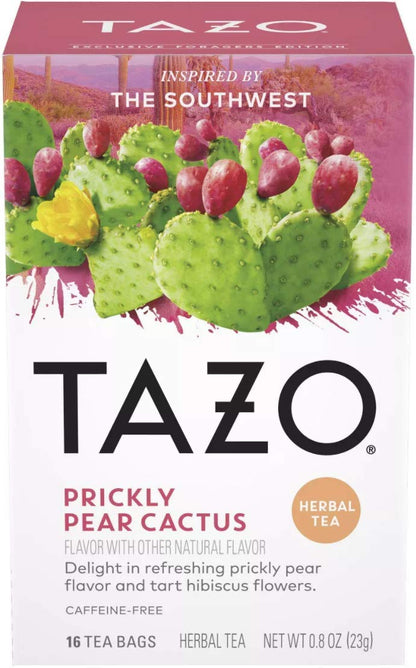 Tazo Foragers Elderberry Blackberry Tea 16 Count & Prickly Pear Cactus Tea 16 Count. Herbal Tea Bags. Caffeine Free. Set