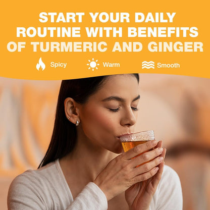 HANDPICK, Organic Turmeric Ginger Tea (100 Tea Bags) | Herbal Tea, Strong Spicy Flavor, Caffeine Free, Daily Wellness Tea, Smooth & Warming Infusion | Non-GMO, Gluten Free | Ecofriendly Tea Bags