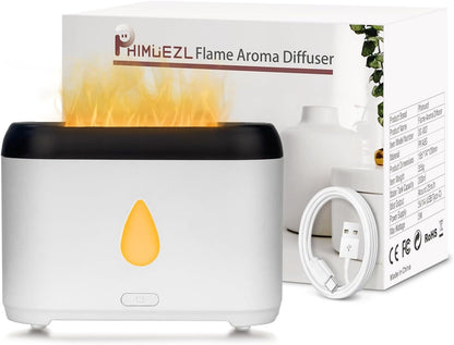Flame Diffuser for Essential Oils, 200ml Ultrasonic Aroma Diffusers with Cool Mist, Aromatherapy Diffuser with Auto-Off Protection, Small Humidifier for Home,Office,Bedroom,Gift (Black)
