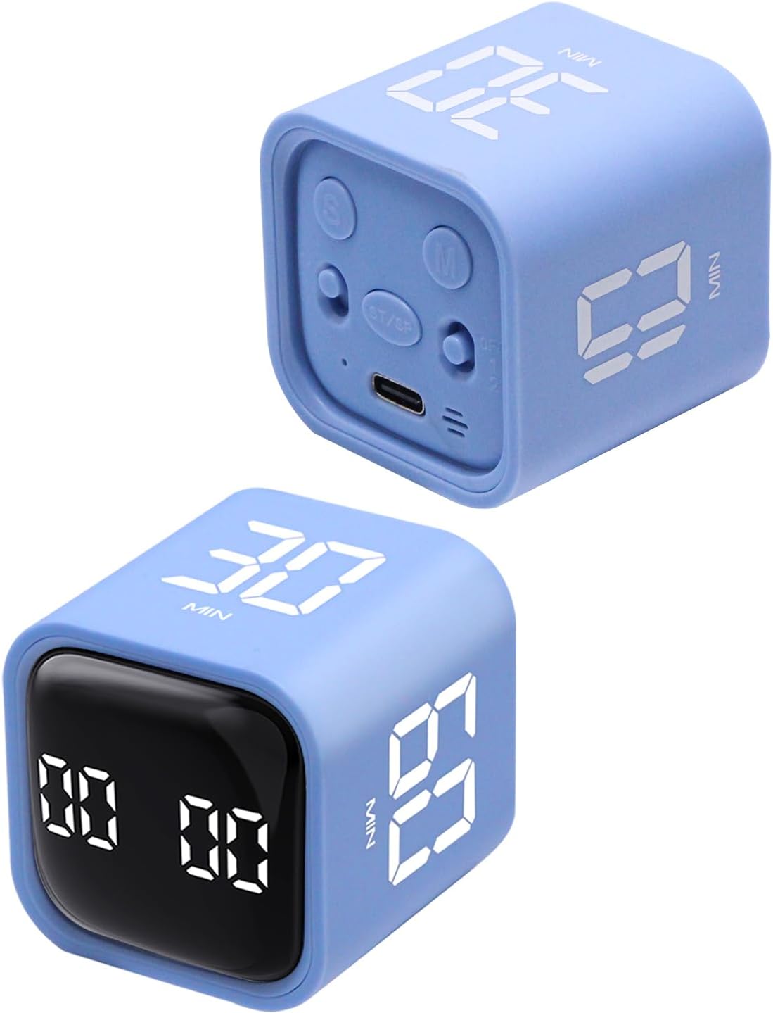 Productivity Timer Flip Gravity Sensor Cube Timer Countdown & Countup,Mute & Vibrate & Sound，5/10/30/60min & Custom Timing, Perfect for ADHD,Work,Learning,Kitchen Cooking (1White)