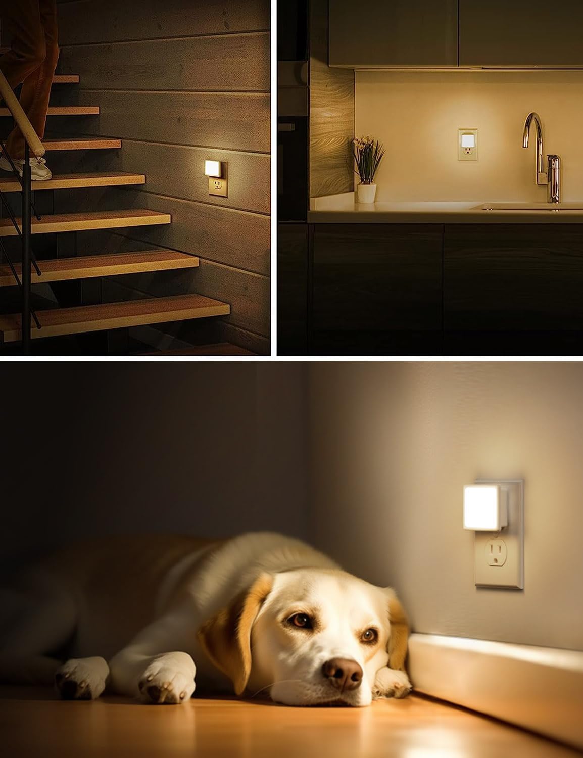 L LOHAS LED Night Lights Plug into Wall 2-Pack, 0.3W Plug in Night Light, Dusk to Dawn, 2000K Amber Light, Sleep Aid Nightlight Auto-On/Off, for Adults Kids Room, Bedroom, Bathroom, Hallway, Non-Dim