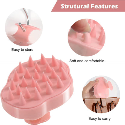 URTHEONE Soft Silicone Hair Scalp Massager Shampoo Brush for Wet Dry Oily Curly Straight Thick Thin Rough Long Short Natural Men Women Kids Pets Hair Care Tools（Pink