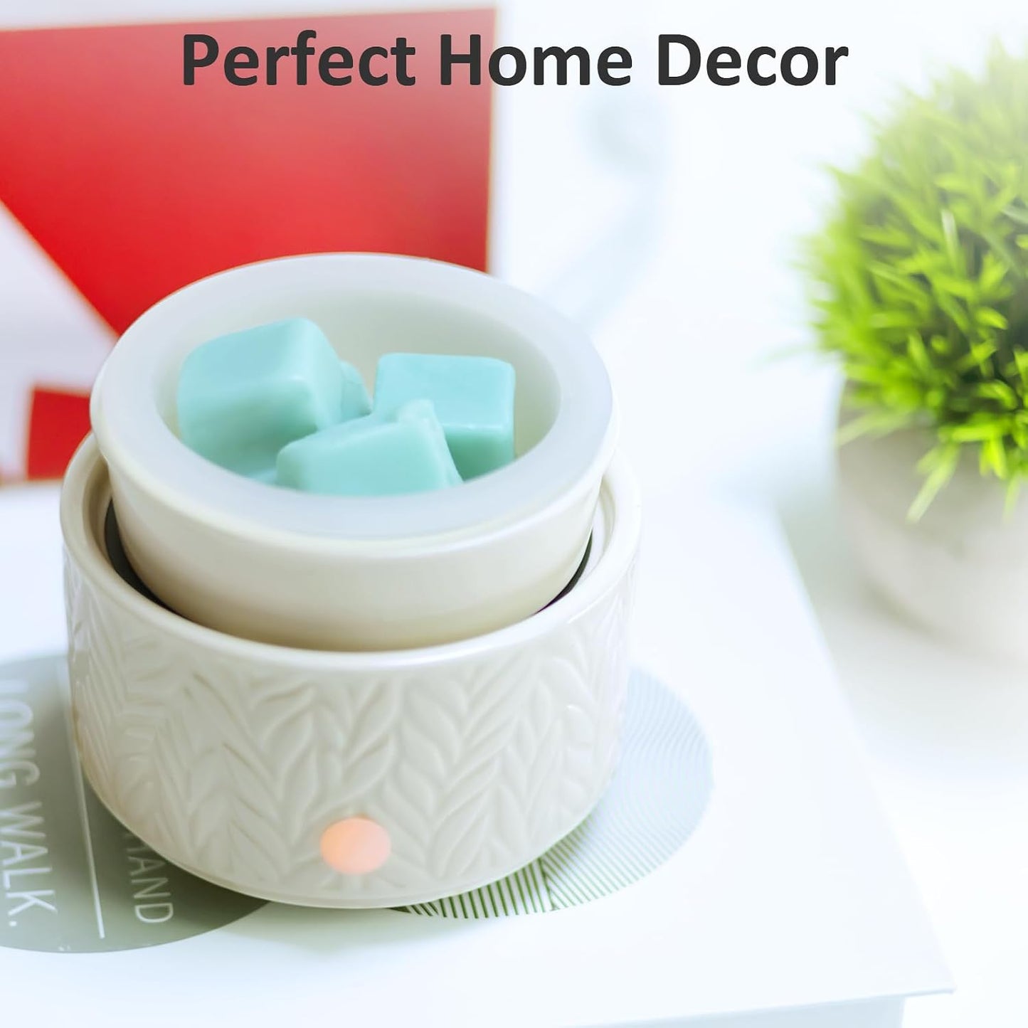 EQUSUPRO Wax Melt Warmer for Scented Wax Melts 3-in-1 Electric Ceramic Candle Wax Warmer Burner Fragrance Wax Melter for Home Office Bedroom Gift & Decor (Leaf)