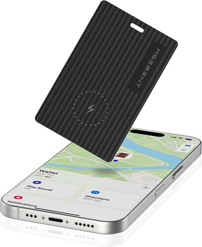 Air Tag Wallet Tracker Card, Rechargeable with Wireless Charging, Works with Apple Find My (iOS Only), Apple MFi Certified, IP67 Waterproof Item Finder for Wallet, Passport & Luggage