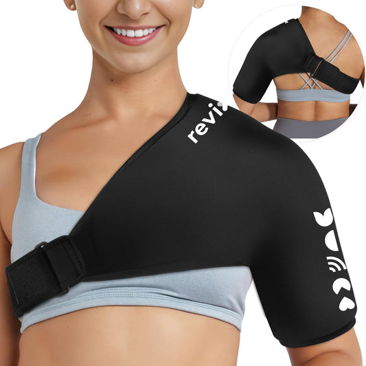 REVIX Shoulder Ice Pack Wrap for Rotator Cuff, Solid Gel Cold Sleeve