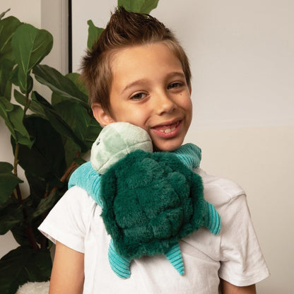 HUGIMALS Hugarounds Sidney the Sea Turtle 2.5 lb Microwaveable & Freezable Weighted Plush Neck & Shoulder Wrap | Soothing, Comforting Hugs for Self-Care & Relaxation | Unscented for Ages 2+