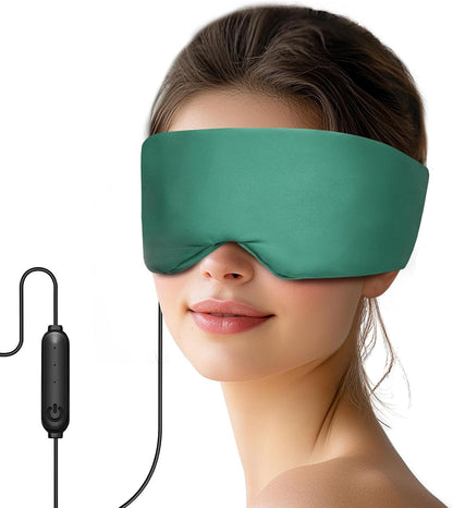 Heated Eye Mask for Dry Eyes and Sinus Pressure Relief, Ultra Soft Face Heating Pad for Tension Headache Relief Green