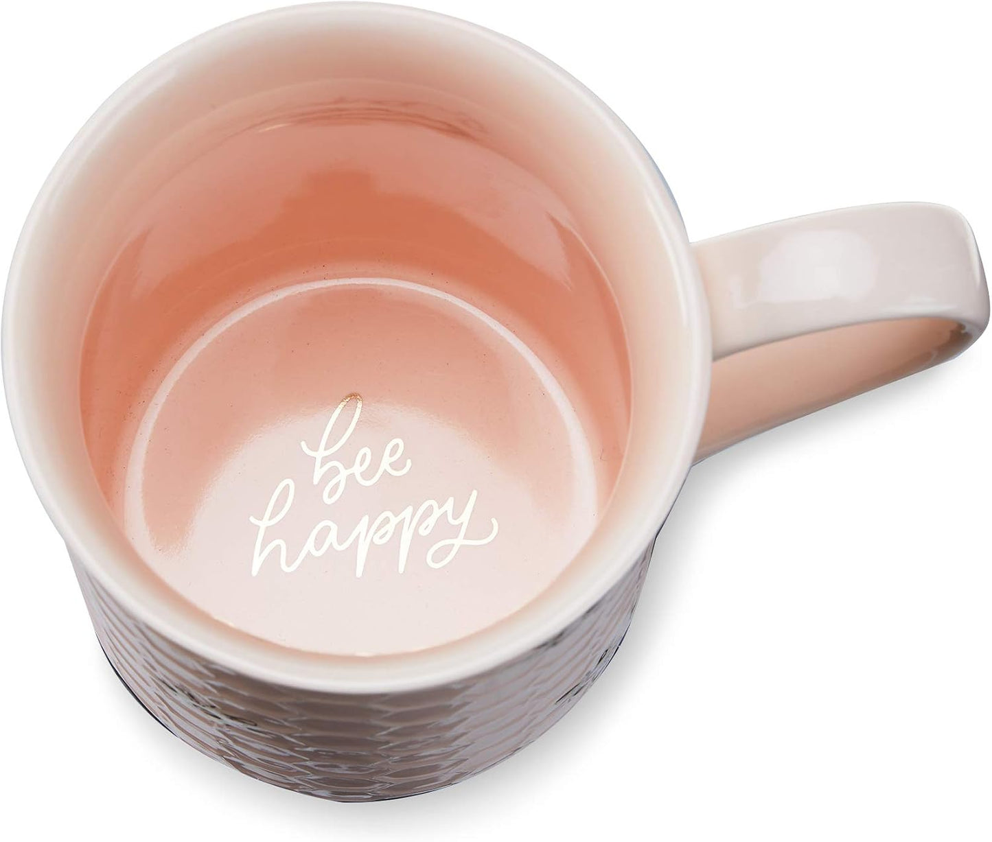 Pinky Up Annette Ceramic Tea Cup with Infuser and Lid, Travel Mug for Loose Leaf Teas, Home Office, Camping, Picnic Party, 12 oz, Set of 1, Honeycomb