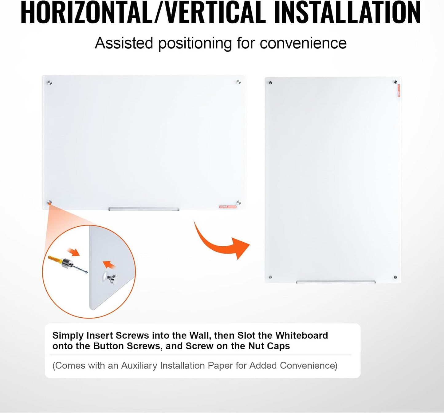 VEVOR Dry Erase Calendar for Wall, 36 x 24 Inches Whiteboard Calendar, Monthly Planner Magnetic Dry Erase Board, 1 Magnetic Erase & 2 Dry Erase Marker & Movable Tray for Restaurant Office Home School