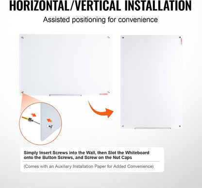 VEVOR Dry Erase Calendar for Wall, 36 x 24 Inches Whiteboard Calendar, Monthly Planner Magnetic Dry Erase Board, 1 Magnetic Erase & 2 Dry Erase Marker & Movable Tray for Restaurant Office Home School
