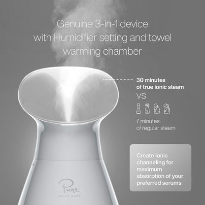 Pure Daily Care NanoSteamer Large 3-in-1 Nano Ionic Facial Steamer with Precise Temp Control - Humidifier - Unclogs Pores - Blackheads - Spa Quality - Bonus 5 Piece Stainless Steel Skin Kit (Teal)