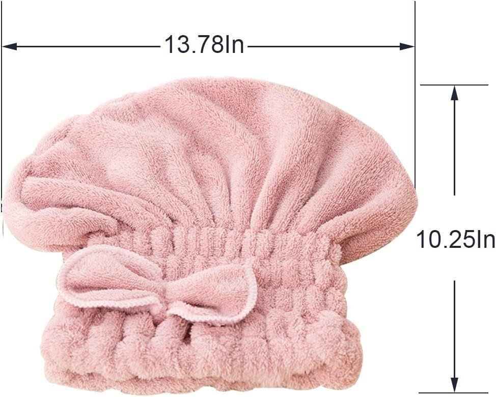 Jseng 2PC Microfiber Hair Drying Caps, Extrame Soft & Ultra Absorbent, Fast Drying Hair Turban Wrap Towels Shower Cap for Girls and Women