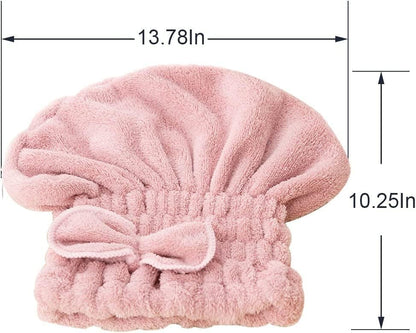 Jseng 2PC Microfiber Hair Drying Caps, Extrame Soft & Ultra Absorbent, Fast Drying Hair Turban Wrap Towels Shower Cap for Girls and Women