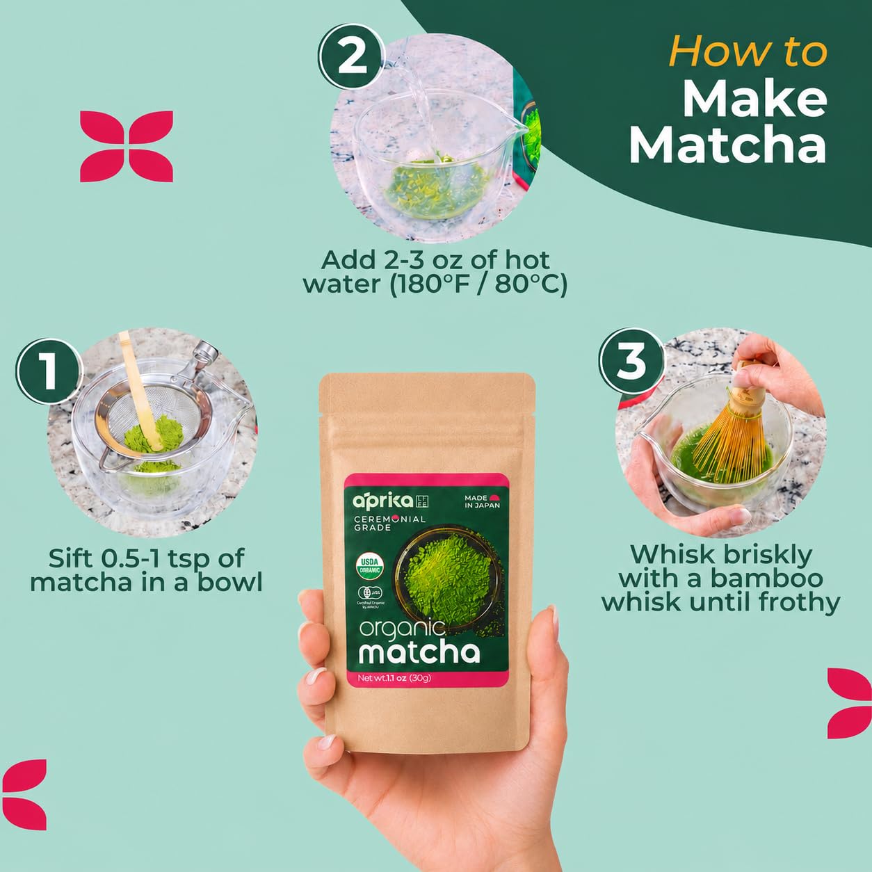 AprikaLife Sweet Matcha Latte Mix - 1st Harvest Ceremonial Grade - 6.4 oz