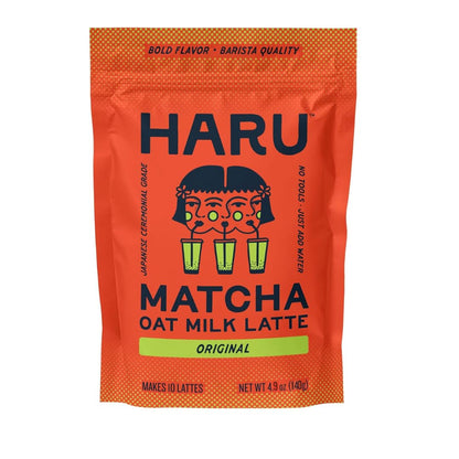 Haru Original Matcha Oat Milk Latte Mix, Ceremonial Japanese Matcha, Barista-Style Instant Latte, Vegan, Non-Dairy, Smooth Clean Energy, Just Add Water, 2-Pack (20 Lattes)