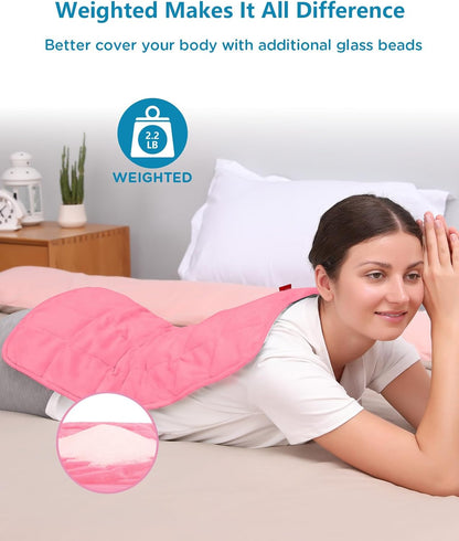 Comfytemp Weighted Heating Pad for Back & Period, FSA Eligible Electric Heat Pad, Birthday Gift for Women Men Mom Dad & Father Day Gifts, 2.2 lb HSA Neck Shoulder Heated Pad, 2H Auto-Off, 12x24, Blue