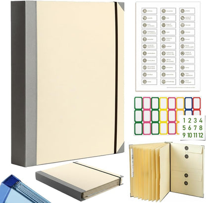The Life Book Document Organizer - Binder for Important Documents, The Folio in Case I Die Binder, Family Emergency Planner, End of Lifeorganizer Paper File Folio Organizer with Labels(Blue)