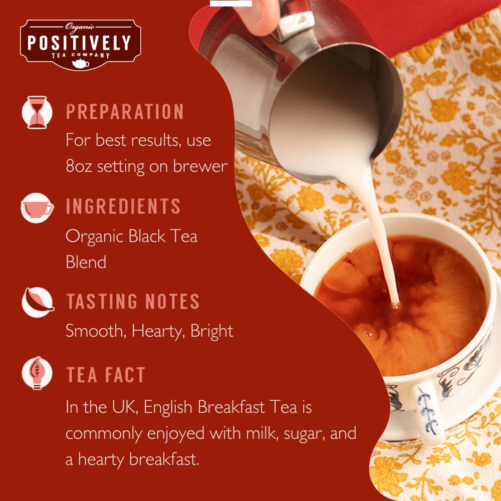 Positively Tea, Organic English Breakfast Tea, K-Cup® Compatible, 24 Pods
