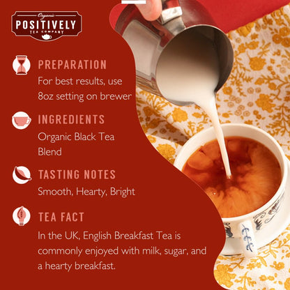 Positively Tea, Organic English Breakfast Tea, K-Cup® Compatible, 24 Pods
