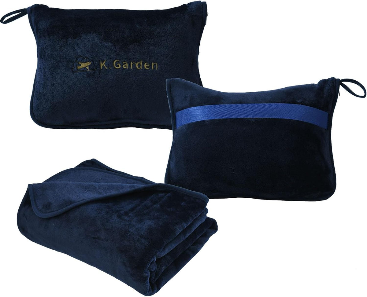 Travel Throw Blanket and Pillow- Soft 2 in 1