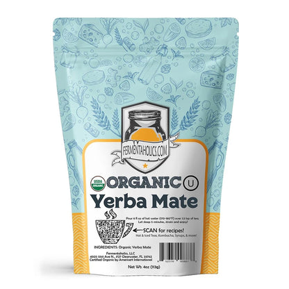 Fermentaholics Loose-Leaf Yerba Mate Tea – 4 oz – USDA Certified Organic & OU Kosher Certified – Perfect for Kombucha Brewing, Hot or Iced Tea – Premium Taste & Aroma