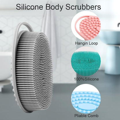 Soft Silicone Body Scrubber 2 PCS Silicone Body Shower, Silicone Loofah 2 in 1 Bath and Shampoo Brush, Body Scrubber Shower Cleaning Exfoliating Use for Sensitive Skin, Lather Well(Black and Pink)