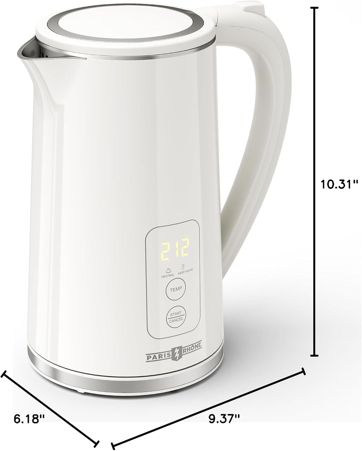 Electric Kettle Temperature Control, 1.7L Extra Large Electric Tea Kettle, 4H Keep Warm Hot Water Kettle with 6 Presets, LED Screen Electric Kettles for Family Meal Party Office Break Room