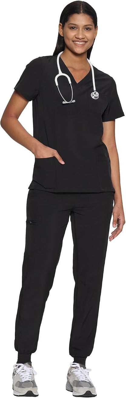 COZYFIT Scrubs for Women Set - Stretch V-Neck Scrub Top & Jogger Pant with 8 Pockets COZY SCRUBS - Colors A