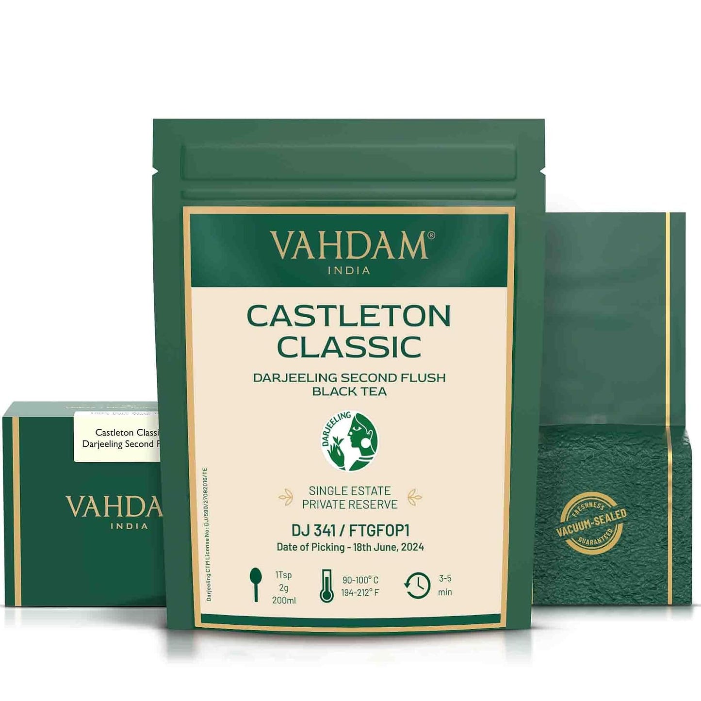 VAHDAM Organic Turmeric Ginger Herbal Tea Bags (100 Pyramid Tea Bags) Caffeine Free, Non GMO | 100% Pure Herbal Blend - Savory & Spicy, Plant-Based Teabags | Resealable Ziplock Pouch