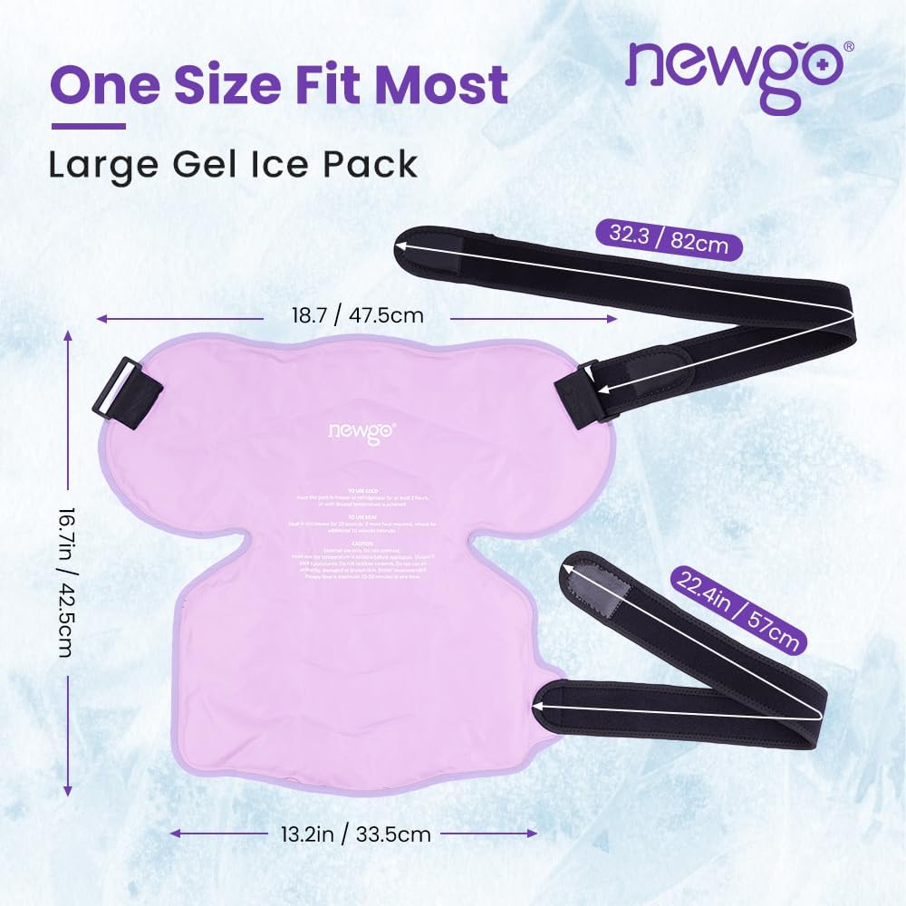 NEWGO Shoulder Ice Pack Rotator Cuff - Reusable Cold Therapy Wrap Shoulder Brace for Pain Relief, Gel Ice Pack for Injuries & Surgery Recovery with Adjustable Strap - Purple