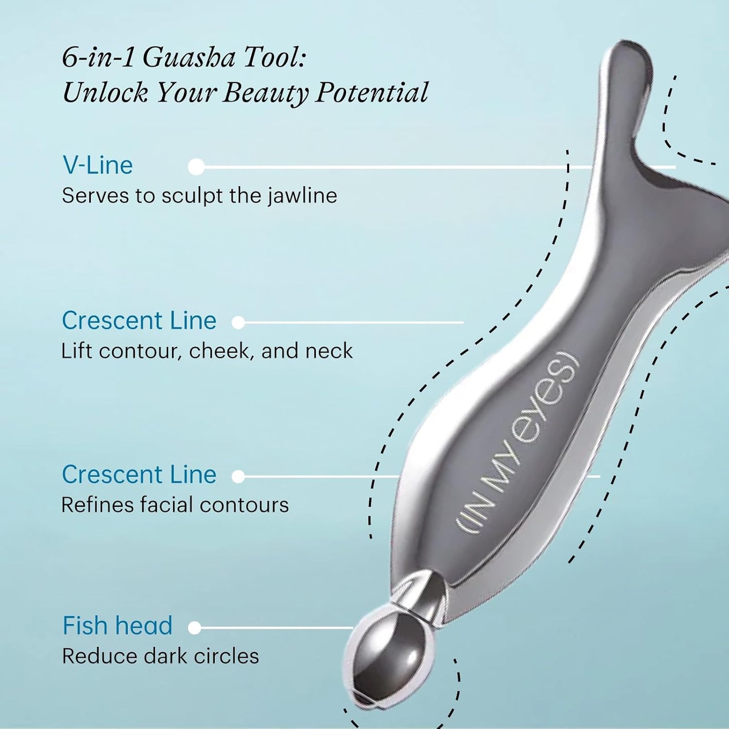 In My Eyes Gua Sha Tool for Face & Eye, Stainless Steel Gua Sha Facial Massager Tool for Reduce Puffiness, Ease Facial Tension & Promote Lymphatic Drainage