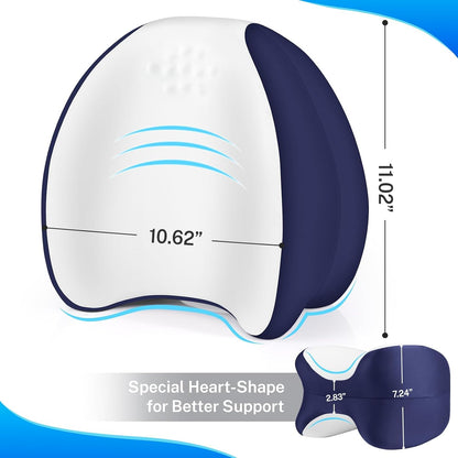 Knee Pillow for Side Sleepers, Leg Pillow with Cooling Cover, Memory Foam Body Pillow for Side Sleeping, Heart-Shape Cushion for Hip, Back & Sciatica Pain Relief, Grey