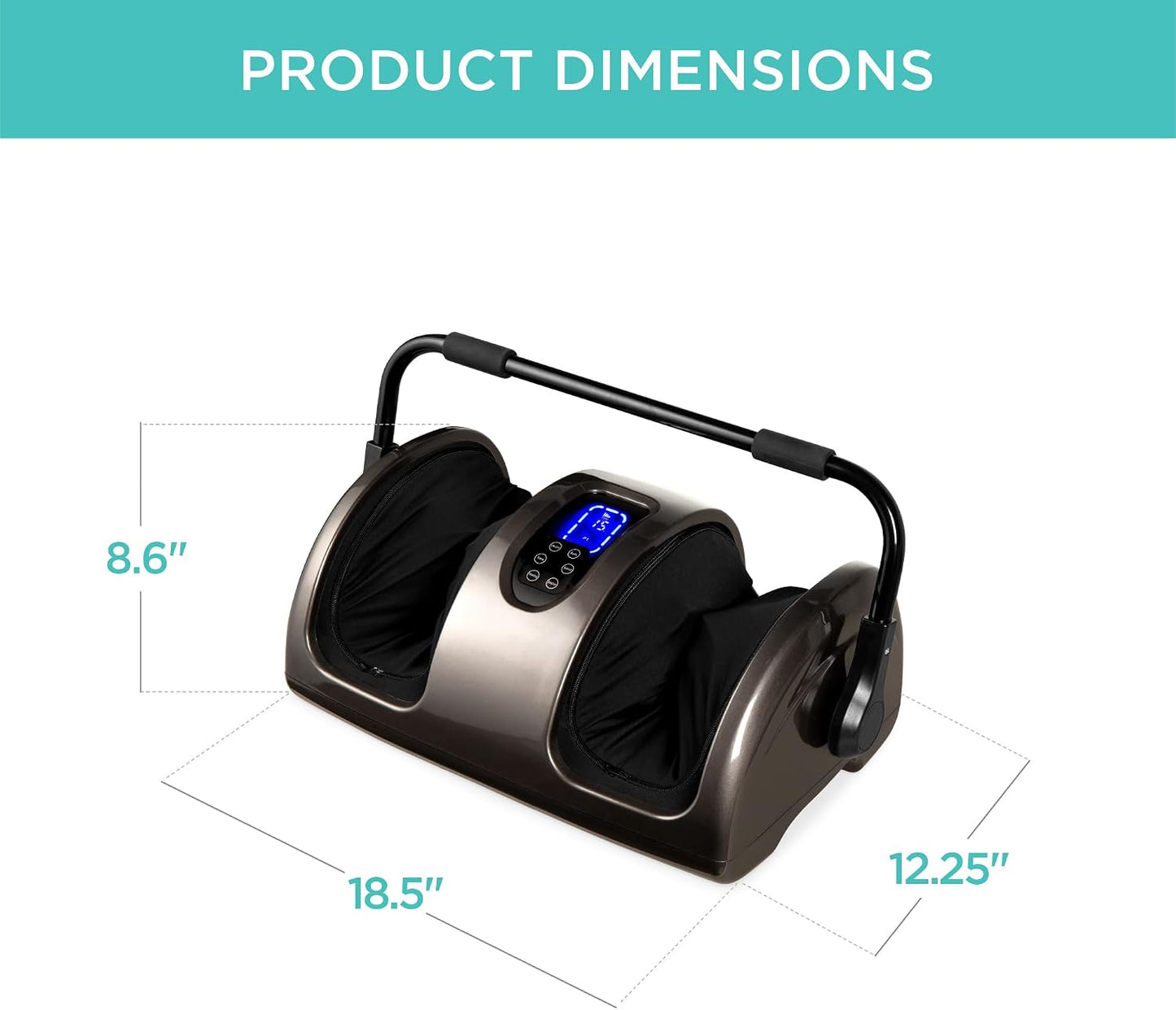 Best Choice Products Shiatsu Foot Massager with Heat for Plantar Fasciitis & Neuropathy, Kneading Foot & Calf Massager with Remote, 360° Adjustable Handle, Rolling & Compression Massage - Satin Black