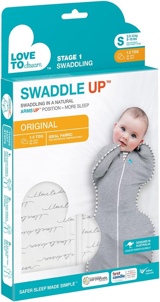 Love to Dream Swaddle UP, Baby Sleep Sack, Self-Soothing Swaddles for Newborns, Get Longer Sleep, Secure Fit Helps Calm Startle Reflex, New Born Essentials for Baby, 1.0 TOG, 13-19 lbs, Deep Olive