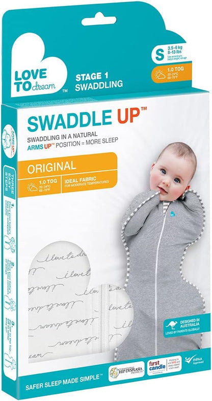 Love to Dream Swaddle UP, Baby Sleep Sack, Self-Soothing Swaddles for Newborns, Get Longer Sleep, Secure Fit Helps Calm Startle Reflex, New Born Essentials for Baby, 1.0 TOG, 13-19 lbs, Deep Olive