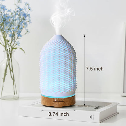 VICTORIA AROMA Essential Oil Diffuser - Multifunction Aromatherapy Diffuser 7 LED Color Changing Light 100ML Rattan Diffuser Easy to Clean Suitable for Home,Office (Tan)