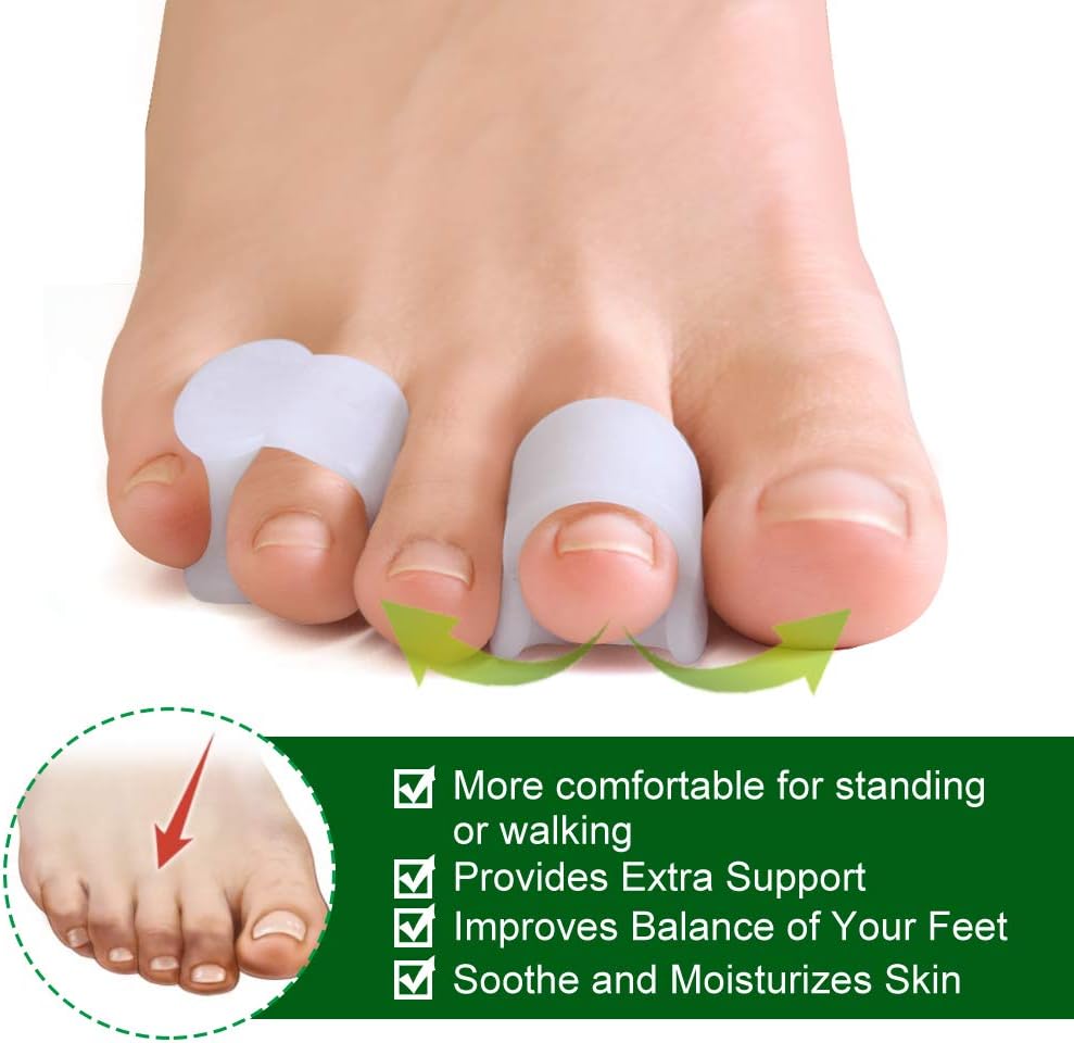 Welnove Gel Toe Separator, Pinky Toe Spacers, Little Toe Cushions, Small Toe Sleeves for Preventing Rubbing & Reducing Pressure (Pack of 12, Transparent)