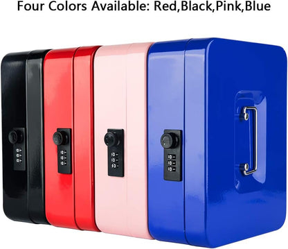 KYODOLED Small Cash Box with Combination Lock & Removable Money Tray, Black
