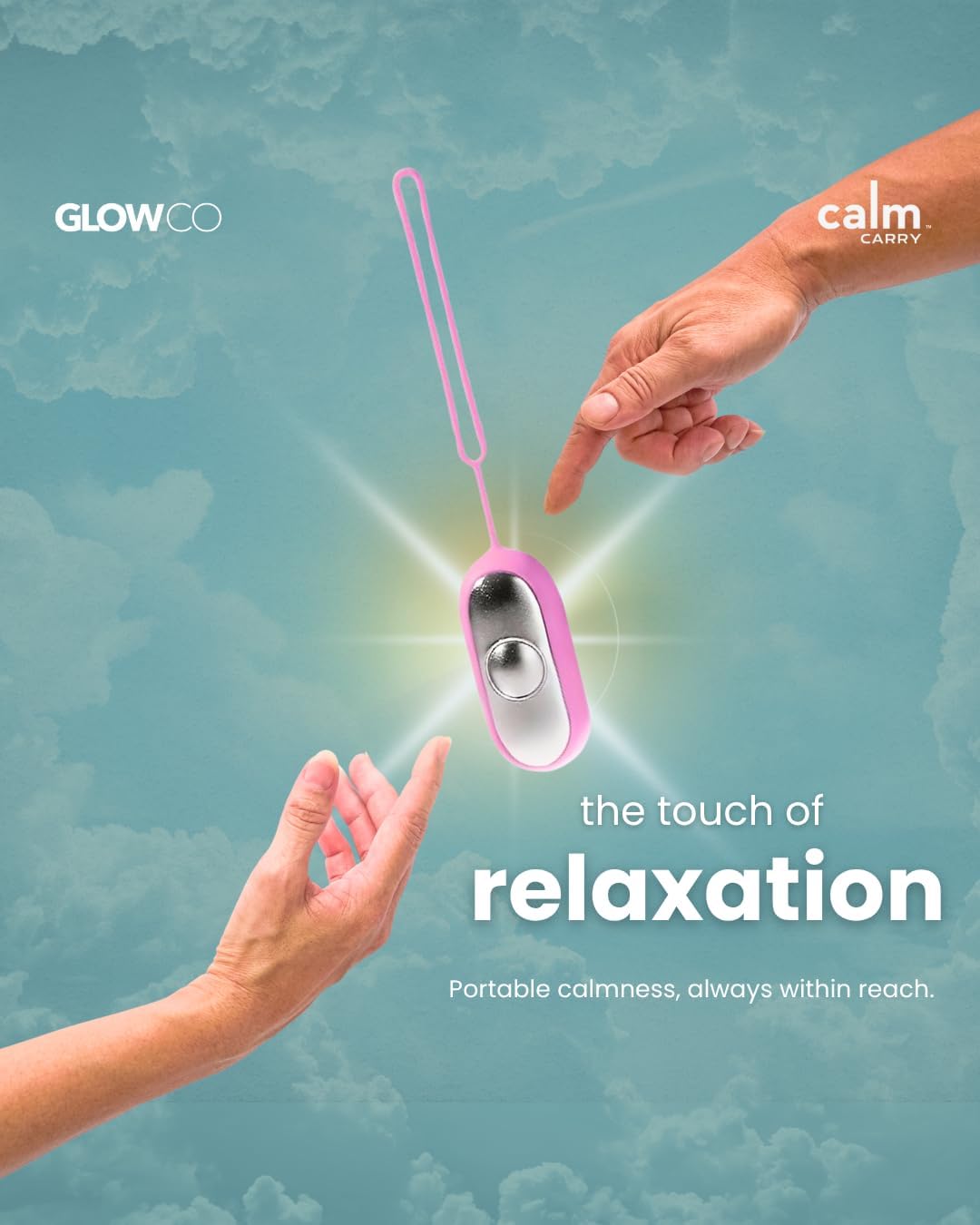 Glowco CalmCarry Sleep Aid Device – Handheld Microcurrent Relaxation Tool, Supports Calm, Focus & Gentle Relief, USB Rechargeable, Portable Wellness Device for Adults & Kids | Gray Calm Carry