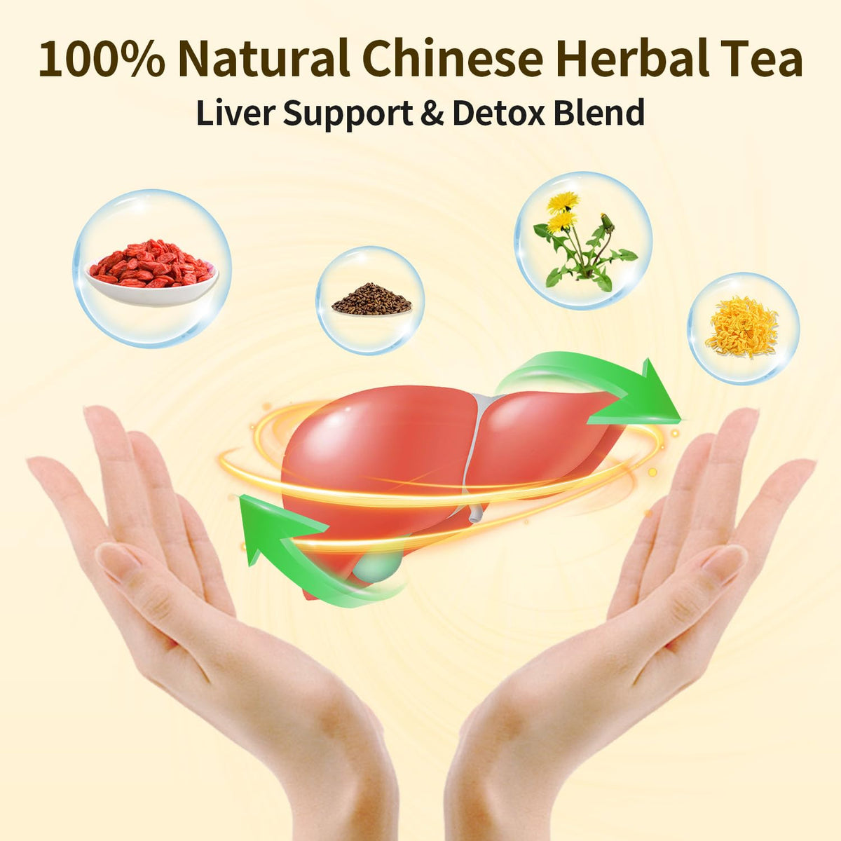 ZenVitality® Organic Dandelion Wolfberry Tea Bags Natural Support Kidney & Liver, Detox & Wellness Tea With Chrysanthemum, Goji Berry, Gardenia, Cassia Seed, Orange Peel, Dandelion Leaf Tea 240g