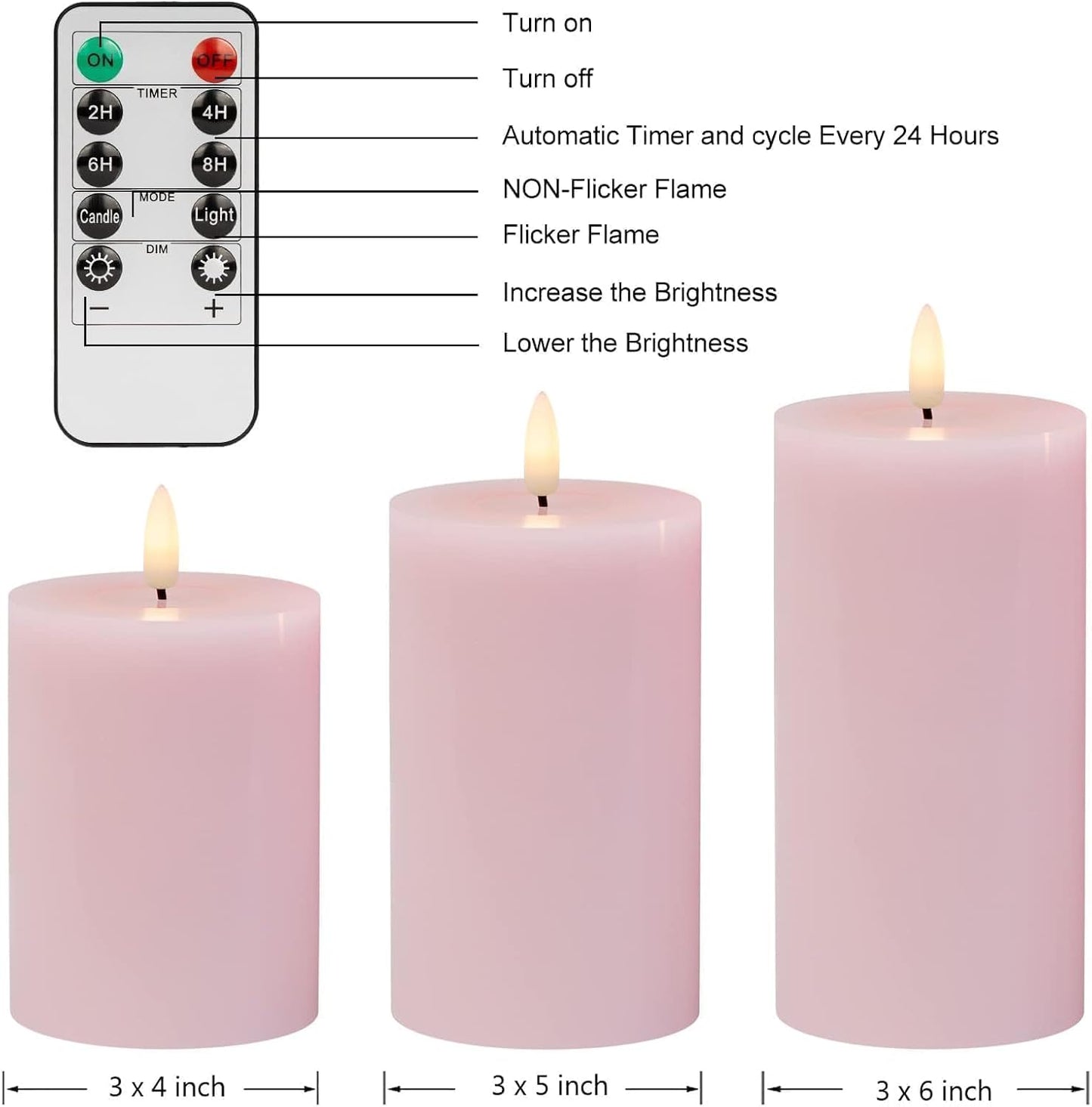 ANGELLOONG Flickering Flameless Candles, Realistic Battery Operated Candles with Remote and Timer, Set of 3 LED Candles for Fall Room Home Wedding Decor Centerpieces Table Party Christmas Decorations