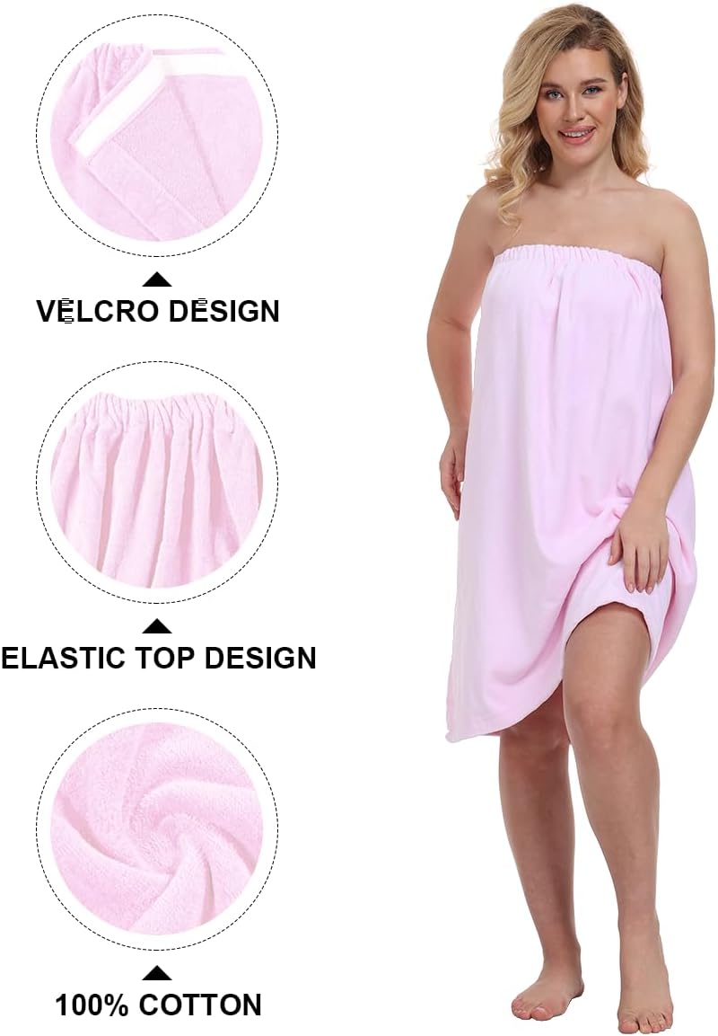 goodmansam Women's Cotton Shower Wrap Robes Spa Body Wrap Bathrobe Ultra Absorbent Cover up Towels